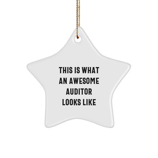 Auditor Gifts from Friends - Funny Star Ornament, 'This Is What An Awesome Auditor Looks Like' Quote, Christmas Unique Gifts for Auditor - Image 1