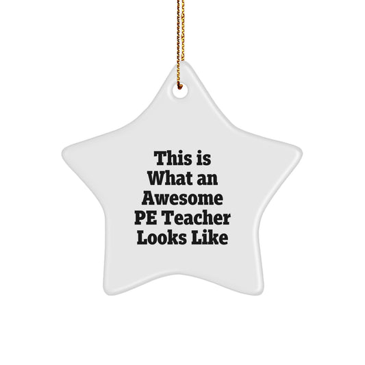 Funny PE Teacher Star Ornament Gifts for Men from Family, Unique Christmas Decorations for Classroom or Office - Image 1