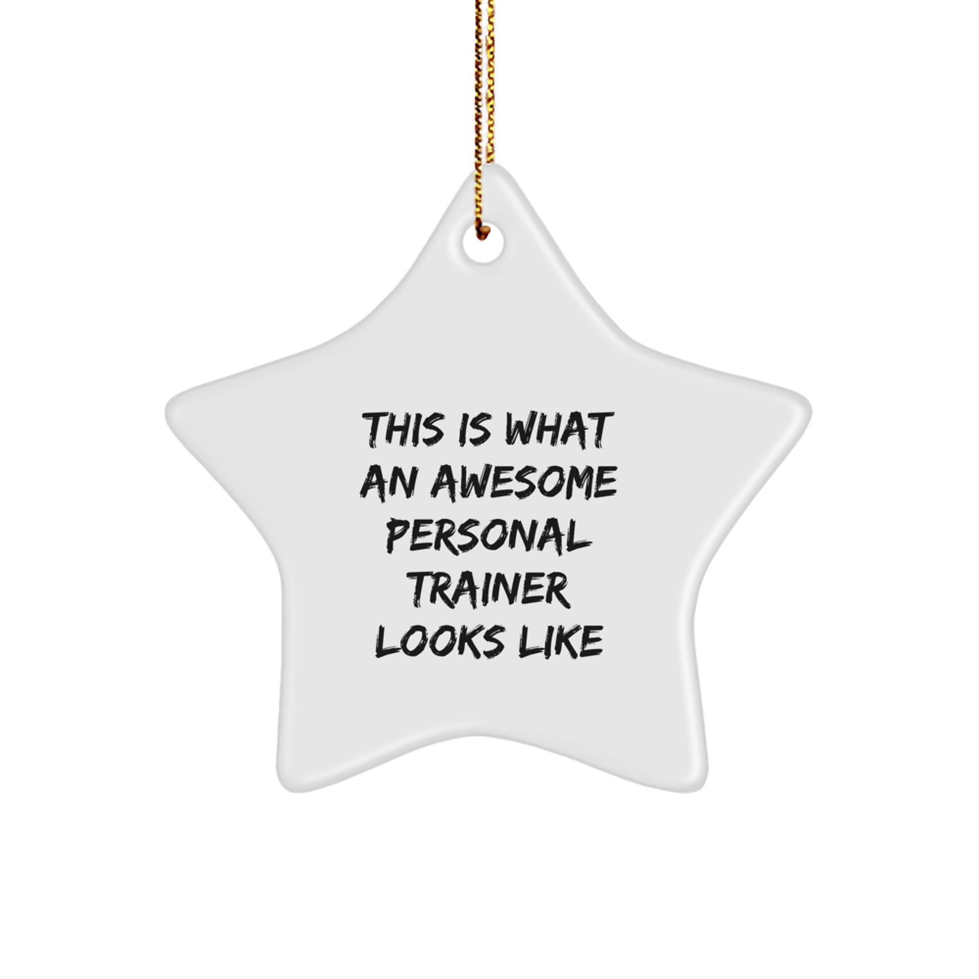 Funny Personal Trainer Star Ornament Gifts from Friends, Christmas Unique Gifts for Personal Trainer, Star Shaped MDF Wood - Image 1