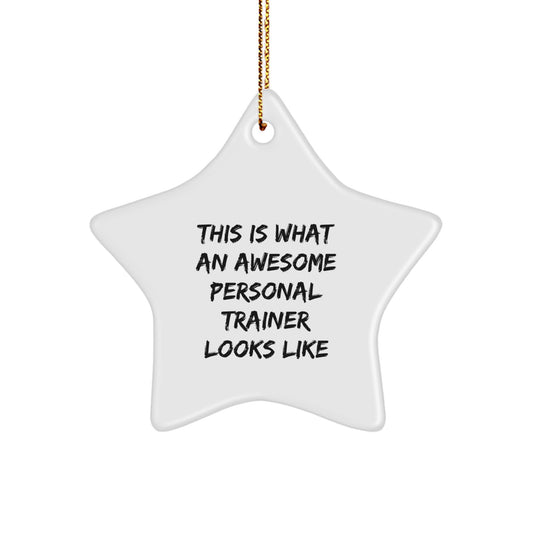 Funny Personal Trainer Star Ornament Gifts from Friends, Christmas Unique Gifts for Personal Trainer, Star Shaped MDF Wood - Image 1
