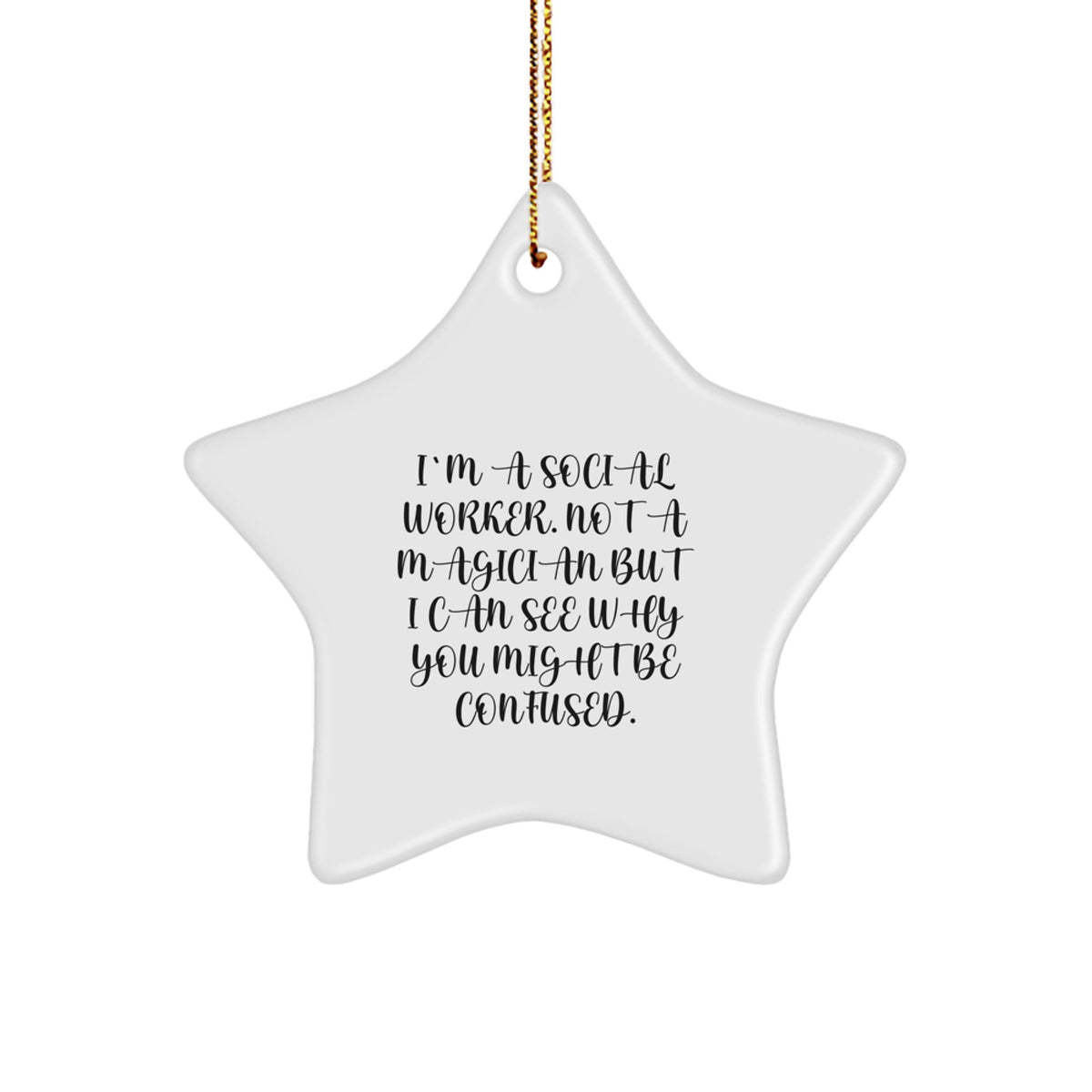 Social Worker Star Christmas Ornament Gift for Coworkers - Bright White - Image 1