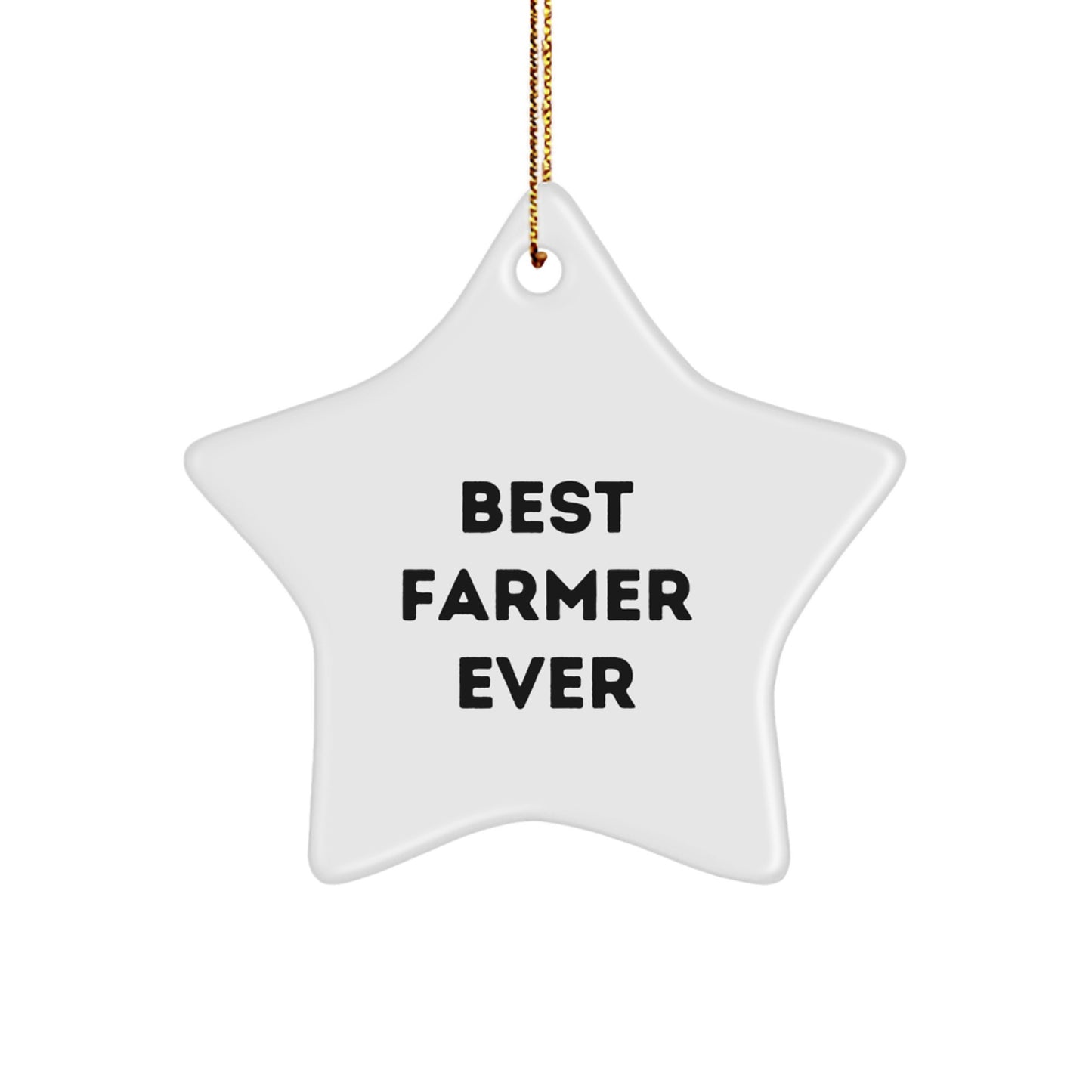 Funny Farmer Gifts from Best, Star Ornament for Men, Inspirational Quote 'Best Farmer Ever', White, 3.25'' Tall, Perfect for Christmas - Image 1