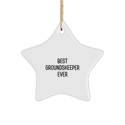 Funny groundskeeper Gifts from Men to Christmas Unique Decorations, Best groundskeeper Ever Star Ornament, White Star Shaped Decoration - Image 1