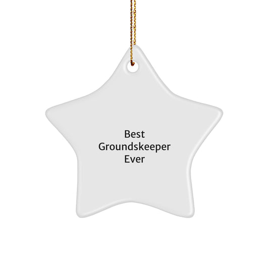 Funny groundskeeper Gifts, Best groundskeeper Ever Star Ornament, Christmas Unique Ornaments for groundskeeper Friends - Image 1