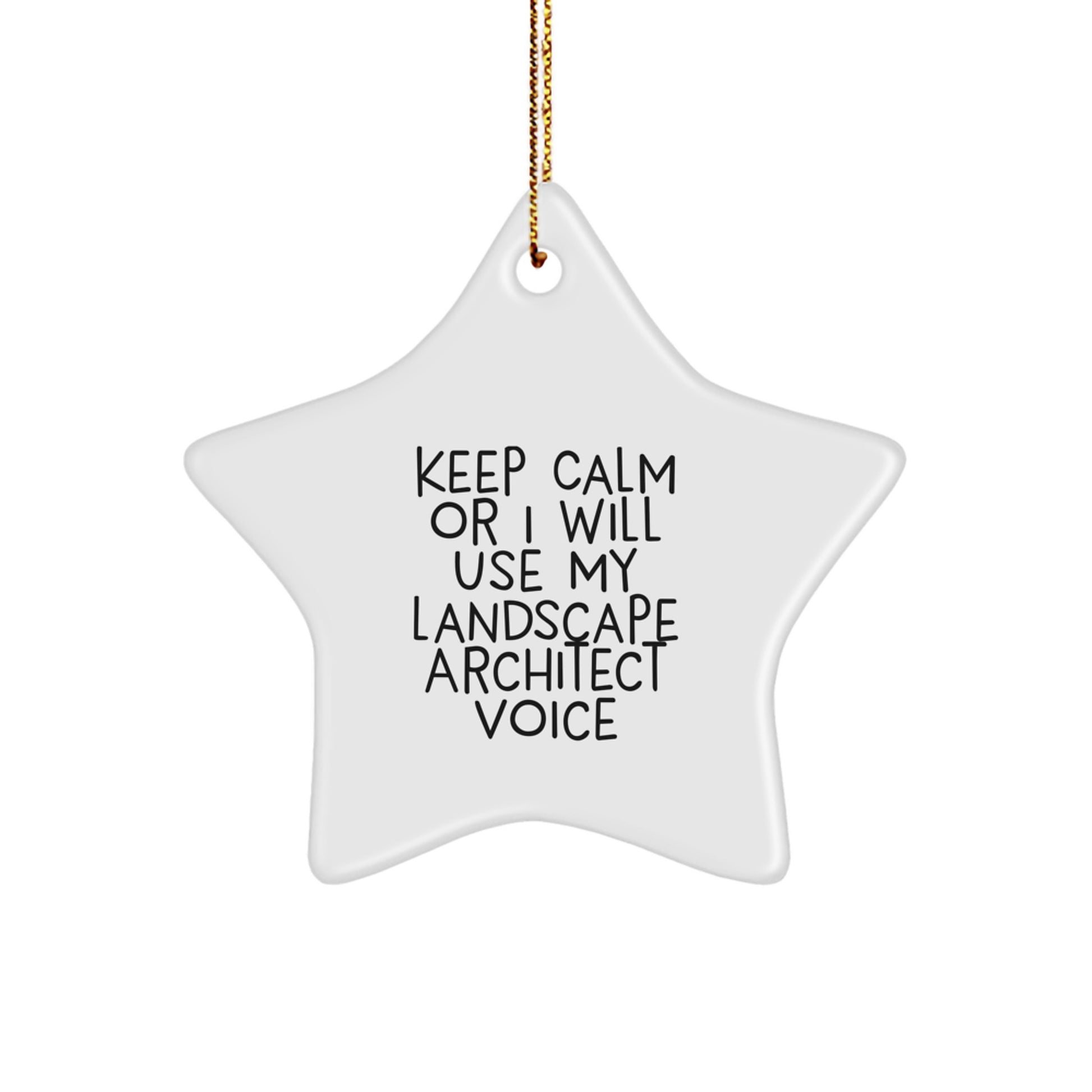 Funny Landscape Architect Gifts from Friends, Christmas Unique Star Ornaments for Men, Women, or Coworkers, 'Keep Calm Or I Will Use My Landscape Architect Voice' - Image 1
