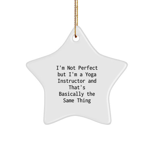 Funny Yoga Instructor Star Ornament, Gifts for Yoga Instructor, Unique Christmas Decorations, White Star Shaped MDF, Gifts from Family to Yoga Instructor - Image 1