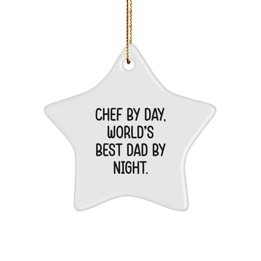 Funny Chef Star Ornament Gifts for Men from Family, Best Dad Christmas Unique Gifts, Chef By Day Star Shaped - Image 1