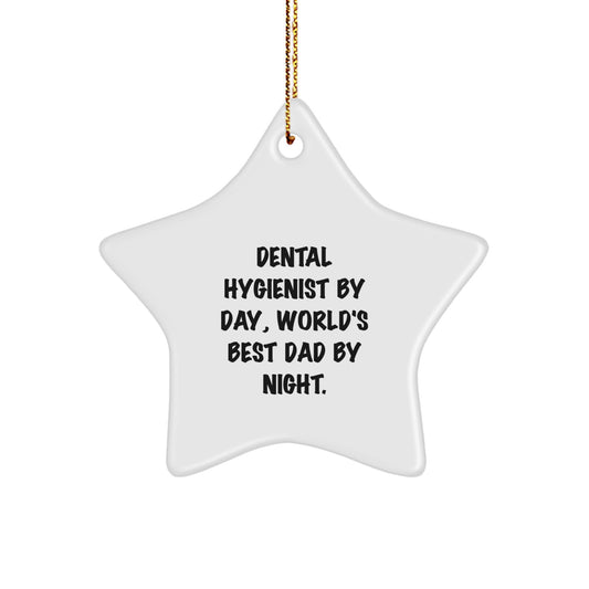Christmas Star Ornament Gifts for Dental Hygienist By Day, World's Best Dad By Night - Funny Dental Hygienist Gifts - Image 1