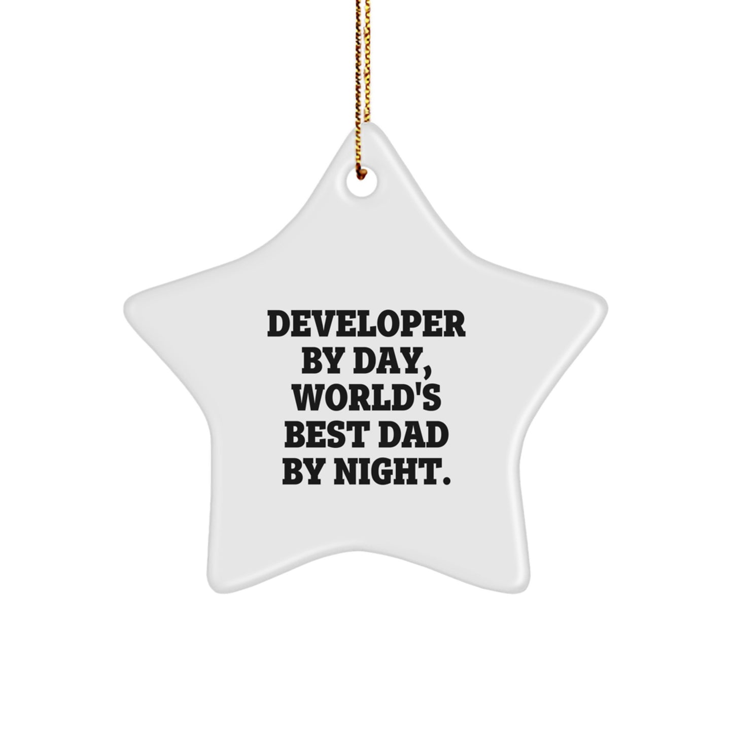 Funny Developer Gifts for Him, World's Best Dad Star Ornament, Christmas Unique Star Shaped Decorations for Men Gifts from Family Friends Coworkers - Image 1