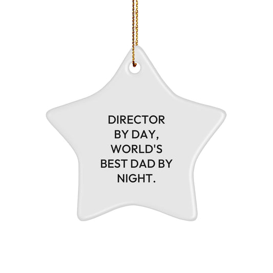 Funny Director Gifts for Men, Director By Day, World's Best Dad By Night Star Ornament, Unique Christmas Unique Gifts from Dad - Image 1