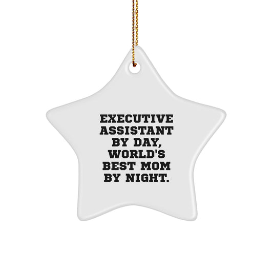 Funny Executive Assistant Christmas Unique Gifts from Family, Star Ornament for Executive Assistant by Day, World's Best Mom By Night. - Image 1
