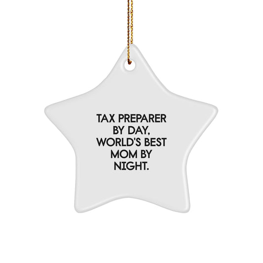 Funny Tax Preparer Gifts from Men for Women - Christmas Unique Gifts with Quote - Star Ornament, White, 3.25" Tall - Image 1