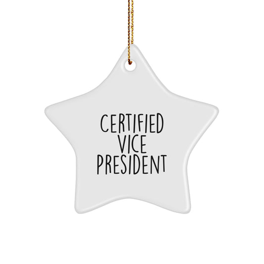 Funny Vice President Gifts from Family for Christmas Unique Star Ornament Certified Vice President Quotes - Image 1