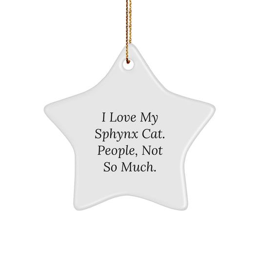 Funny Sphynx Cat Christmas Unique Gifts from Family for Sphynx Cat Lover Star Ornament - Image 1