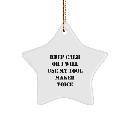 Tool Maker Christmas Unique Gifts from Friends, Funny Star Ornament for Tool Maker, White Star Shaped Decorations - Image 1