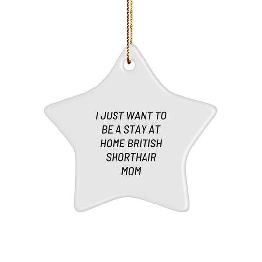 Funny British Shorthair Cat Mom Gifts from Family for Christmas Unique Ornaments Star Shaped with British Shorthair Cat Mom Star Ornament - Image 1