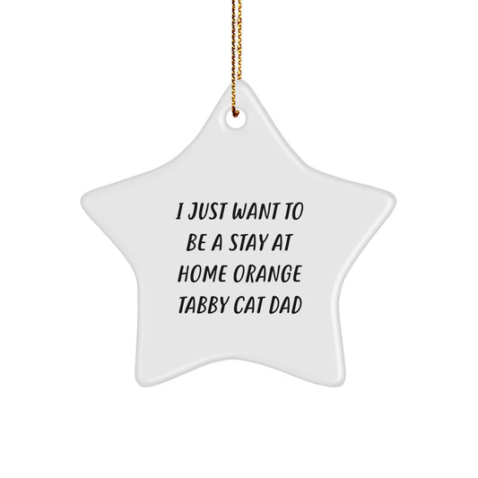 Orange Tabby Cat Dad Gift, 'I Just Want To Be A Stay At Home Orange Tabby Cat Dad', Star Ornament, White, Christmas Unique Gifts from Men to Friends - Image 1