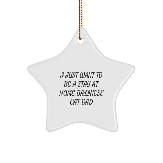 Funny Balinese Cat Dad Gifts for Him - I Just Want To Be A Stay At Home Balinese Cat Dad Star Ornament, Christmas Unique Treasures from Men to Friends - Image 1