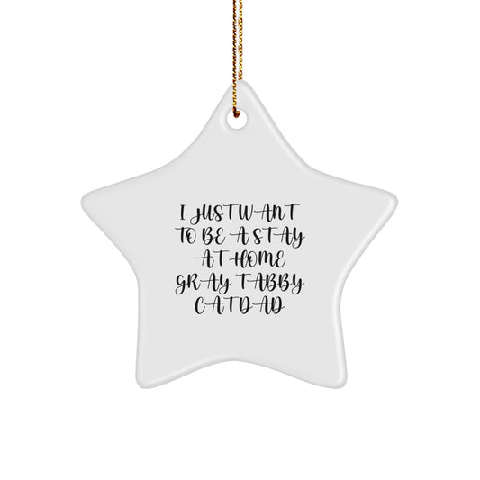 Gray Tabby Cat Dad's Favorite Star Ornament, Funny Gift from Friends, Family, or Coworkers, Perfect for Christmas Decorations - Image 1