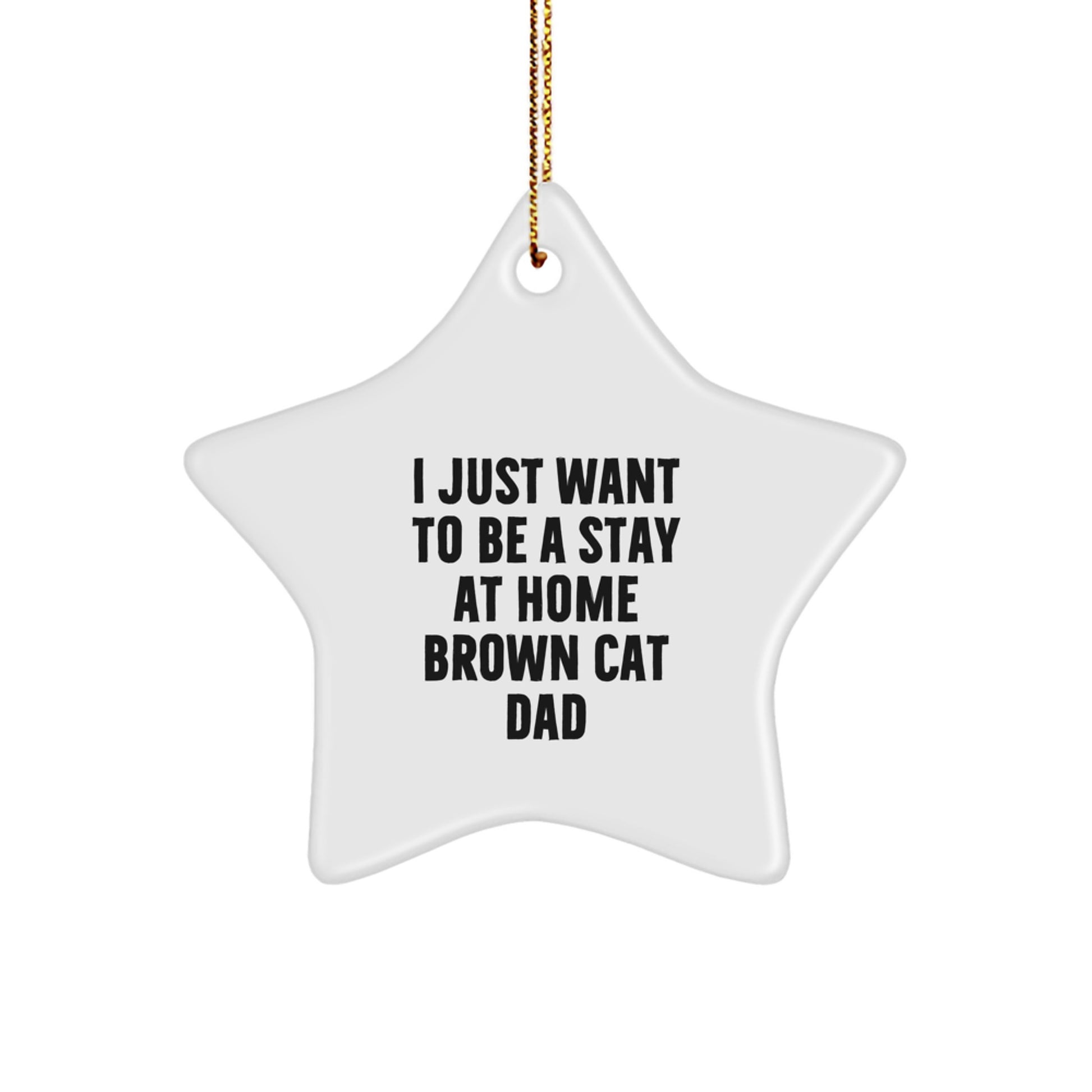 Funny Brown Cat Dad Gift, I Just Want To Be A Stay At Home Brown Cat Dad, Star Ornament for Christmas Unique Gifts from Family to Men - Image 1