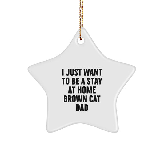 Funny Brown Cat Dad Gift, I Just Want To Be A Stay At Home Brown Cat Dad, Star Ornament for Christmas Unique Gifts from Family to Men - Image 1