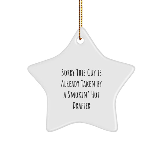 Funny Gift for Drafter Friends - Smokin' Hot Star Ornament Gifts from Men to Drafter Coworkers at Christmas - Image 1