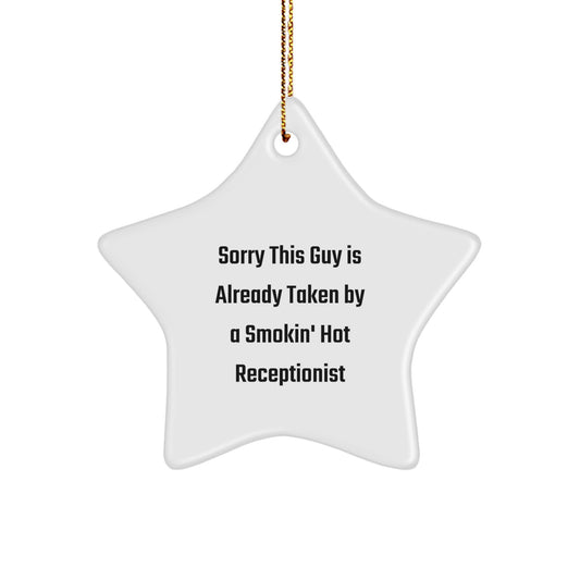 Funny Quote Star Ornament Gifts for Receptionist Coworkers at Christmas Time, Gifts from Friends or Family for Receptionist Star Lover - Image 1