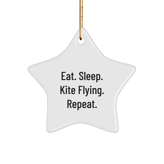 Kite Flying Enthusiast Gifts, Eat. Sleep. Kite Flying. Repeat., Star Ornament for Christmas, Gifts from Friends and Family - Image 1