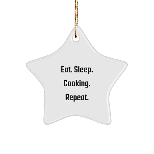 Funny Cooking Star Ornament Gifts from Family for Cooking Lovers - Eat. Sleep. Cooking. Repeat. - Image 1