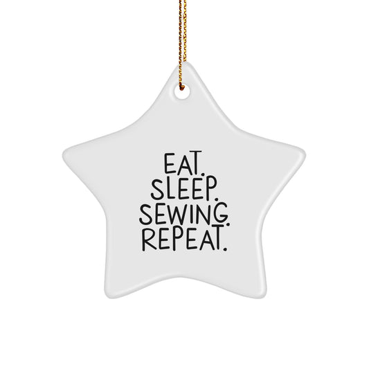 Sewing Star Ornament, Gifts from Friends, Women, Family - Eat. Sleep. Sewing. Repeat. - Christmas Unique Presents - Image 1