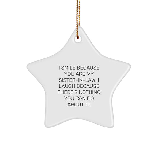 Funny Sister-in-law Gifts from Family - Smile Because I Love You Star Ornament, Perfect for Christmas, Cute Sister-in-law Present Ideas - Image 1