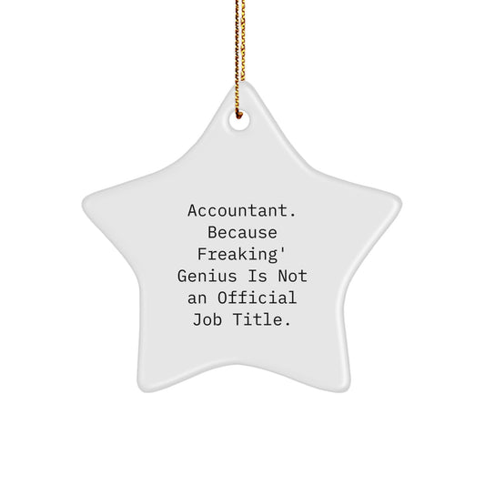 Funny Accountant Gifts from Coworkers, Unique Christmas Unique Gifts for Accountants Friends and Family - ' Accountant. Because Freaking' genius Is Not An Official Job Title.' Star Ornament - Image 1