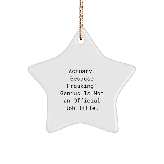 Funny Actuary Star Ornament Gifts from Men to Colleagues for Christmas with 'Actuary. Because Freaking' genius Is Not An Official Job Title.' - Image 1