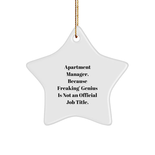 Funny Apartment Manager Gifts from Friends - Star Ornament, 'Apartment Manager. Because Freaking' genius Is Not An Official Job Title.' - Christmas Unique Gifts for Apartment Manager - Image 1