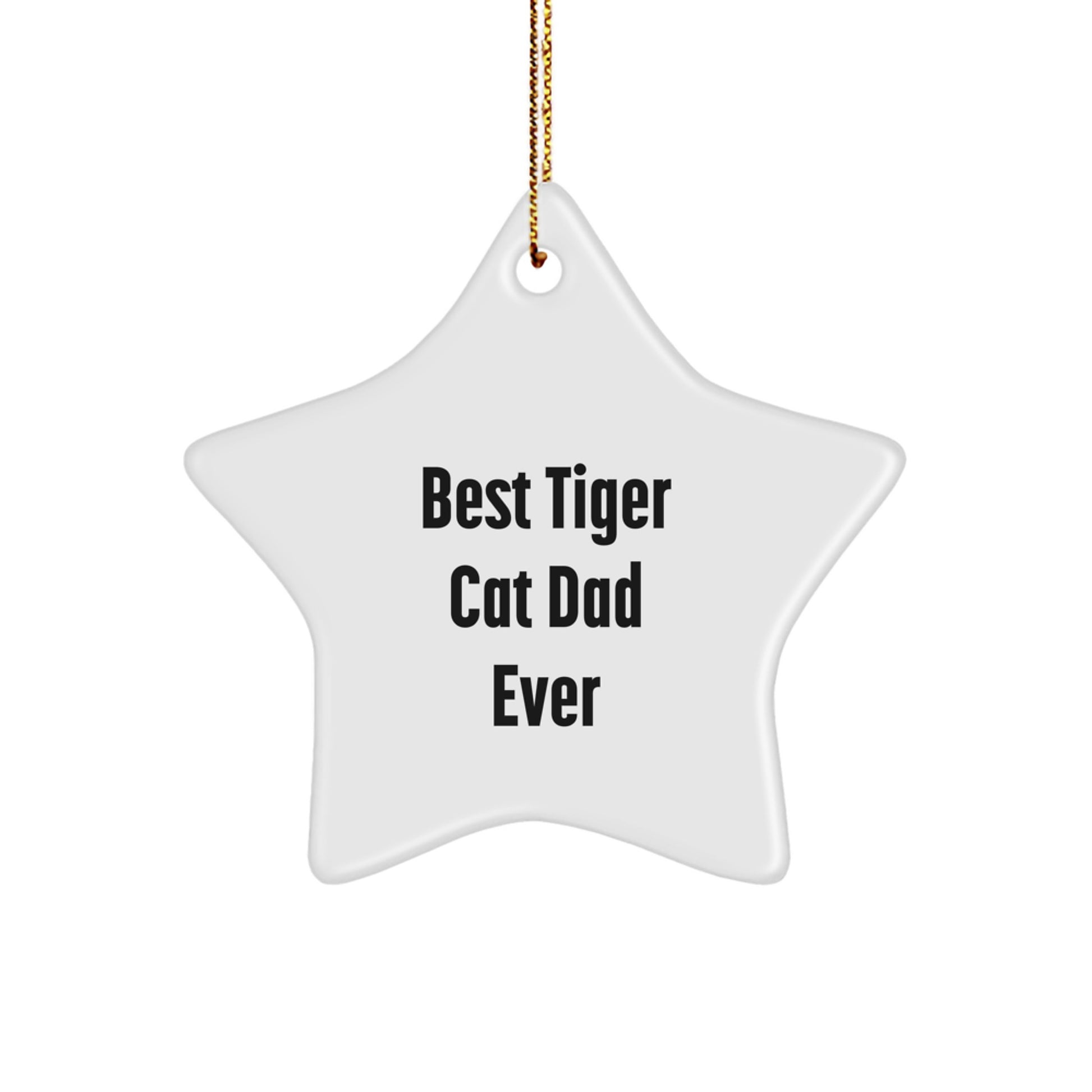 Tiger Cat Dad Ever Funny Gifts from Family for Christmas Unique Tiger Cat Star Ornament - Image 1