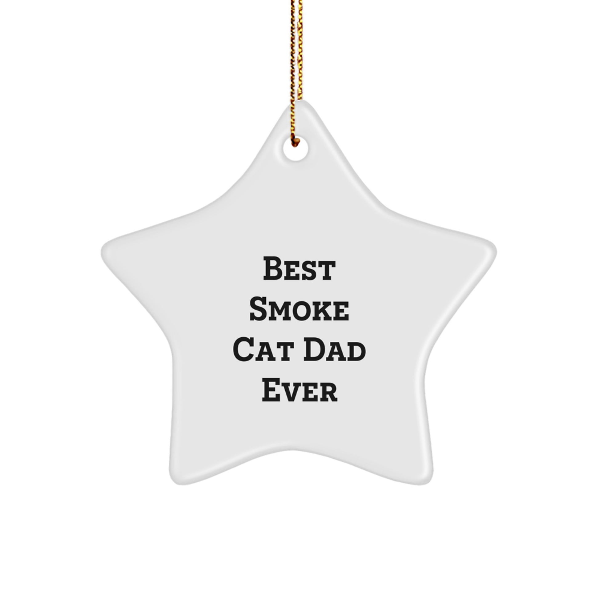 Funny Smoke Cat Gifts - Best Smoke Cat Dad Ever Star Ornament, Gifts from Men for Smoke Cat Lovers at Christmas - Image 1