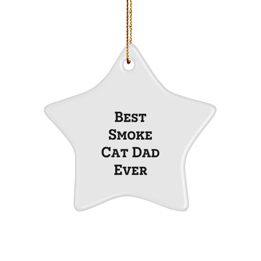 Funny Smoke Cat Gifts - Best Smoke Cat Dad Ever Star Ornament, Gifts from Men for Smoke Cat Lovers at Christmas - Image 1