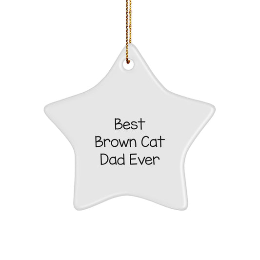 Brown Cat Dad Ever Star Ornament Gifts for Men from Friends, Funny Quote, Christmas Unique - Image 1
