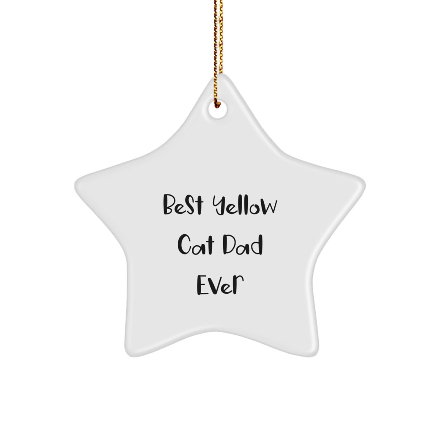 Funny Yellow Cat Dad Ever Gifts for Men from Family - Star Ornament for Christmas - Image 1