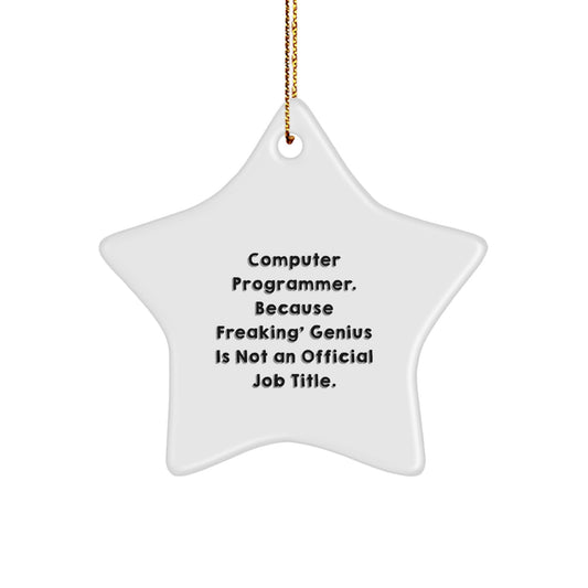 Funny Computer Programmer Star Ornament Gifts from Friends and Family for Christmas - 'Computer Programmer. Because Freaking' genius Is Not An Official Job Title.' - Image 1