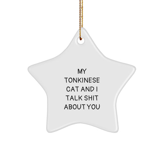 Funny Tonkinese Cat Star Ornament Gifts from Friends for Christmas - My Tonkinese Cat And I Talk Shit Funny Quote Star Decoration - Image 1
