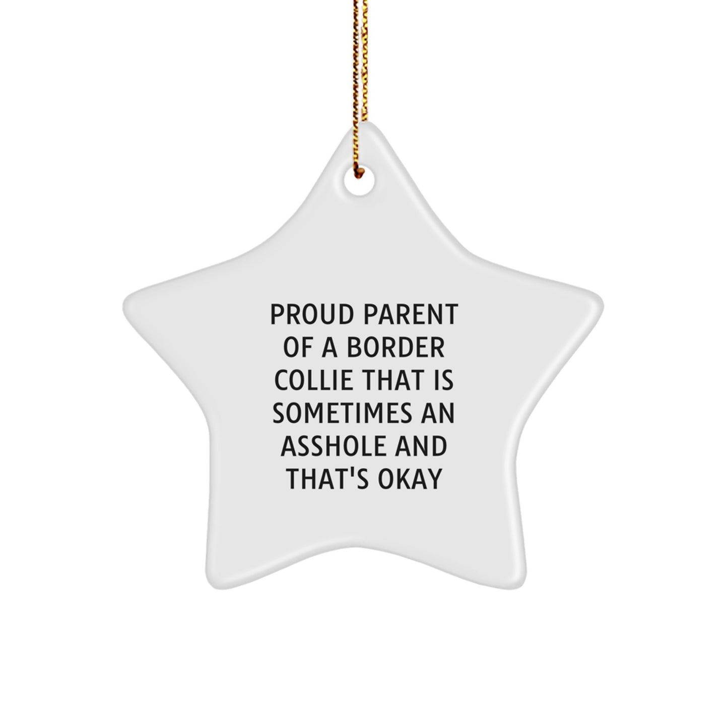 Funny Border Collie Dog Mom Dad Gifts, Proud Parent of a Border Collie That Is Sometimes An Asshole Ornaments for Christmas Unique - Image 1