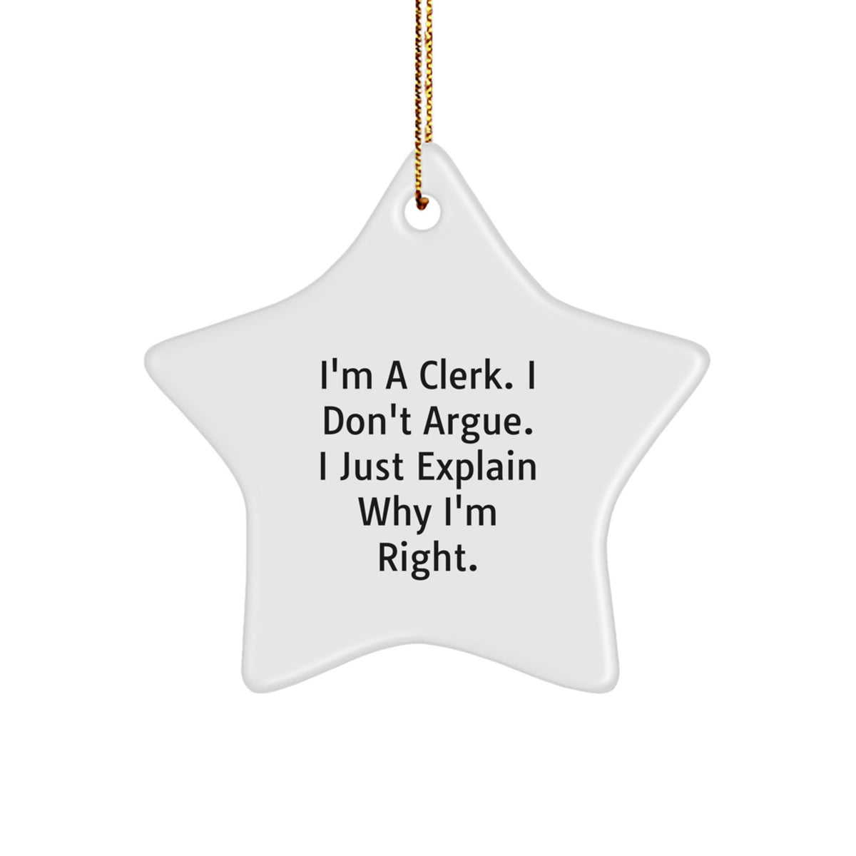 Favorite Christmas Gift for Kids Clerk Star Ornament - I Don't Argue, I - Image 1