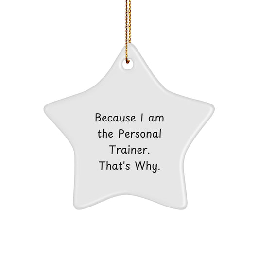 Funny Personal Trainer Gifts from Men to Personal Trainers - Star Ornament Because I Am The Personal Trainer. That's Why., Unique Christmas Memorable Present for Women Friends Coworkers Family - Image 1