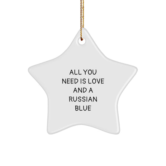 Russian Blue Cat Star Ornament, Funny Christmas Unique Gift Ideas for Cat Lovers, Gifts from Family to Friends - Image 1