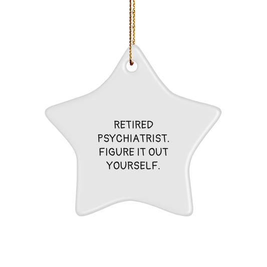 Funny Psychiatrist Gifts from Men to Friends, Retired Psychiatrist Star Ornament for Christmas Unique Gifts, White Star Shaped Ornament for Men Women Friends Coworkers Family - Image 1