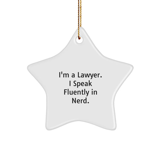Funny Lawyer Gifts for Men, I'm A Lawyer. I Speak Fluently In 'genius' Star Ornament, Christmas Unique Gifts from Friends - Image 1