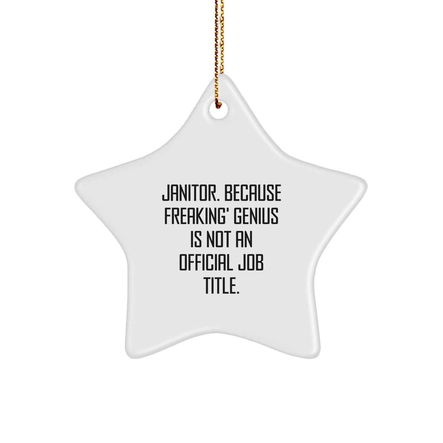 Janitor's genius Star Ornament, Funny Quote Gifts from Friends, for Janitor, Men, or Women, Christmas Unique Presents - Image 1