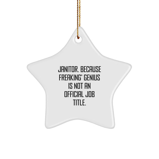 Janitor's genius Star Ornament, Funny Quote Gifts from Friends, for Janitor, Men, or Women, Christmas Unique Presents - Image 1