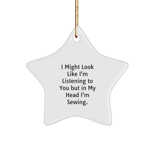 Sewing Star Ornament Funny Quote Gifts for Sewing Friends and Family from Mom or Dad - Image 1